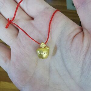 Disney Gold Apple Necklace from Shanghai Disneyland Park, Marked Pure Gold 999